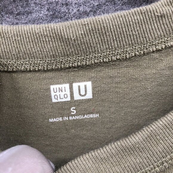 Uniqlo U Cotton Crewneck T Shirt Mens S Olive Green Short Sleeve Solid Plain - Picture 5 of 8